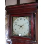 A Georgian oak cottage longcase clock, the trunk with full length door enclosing a square painted