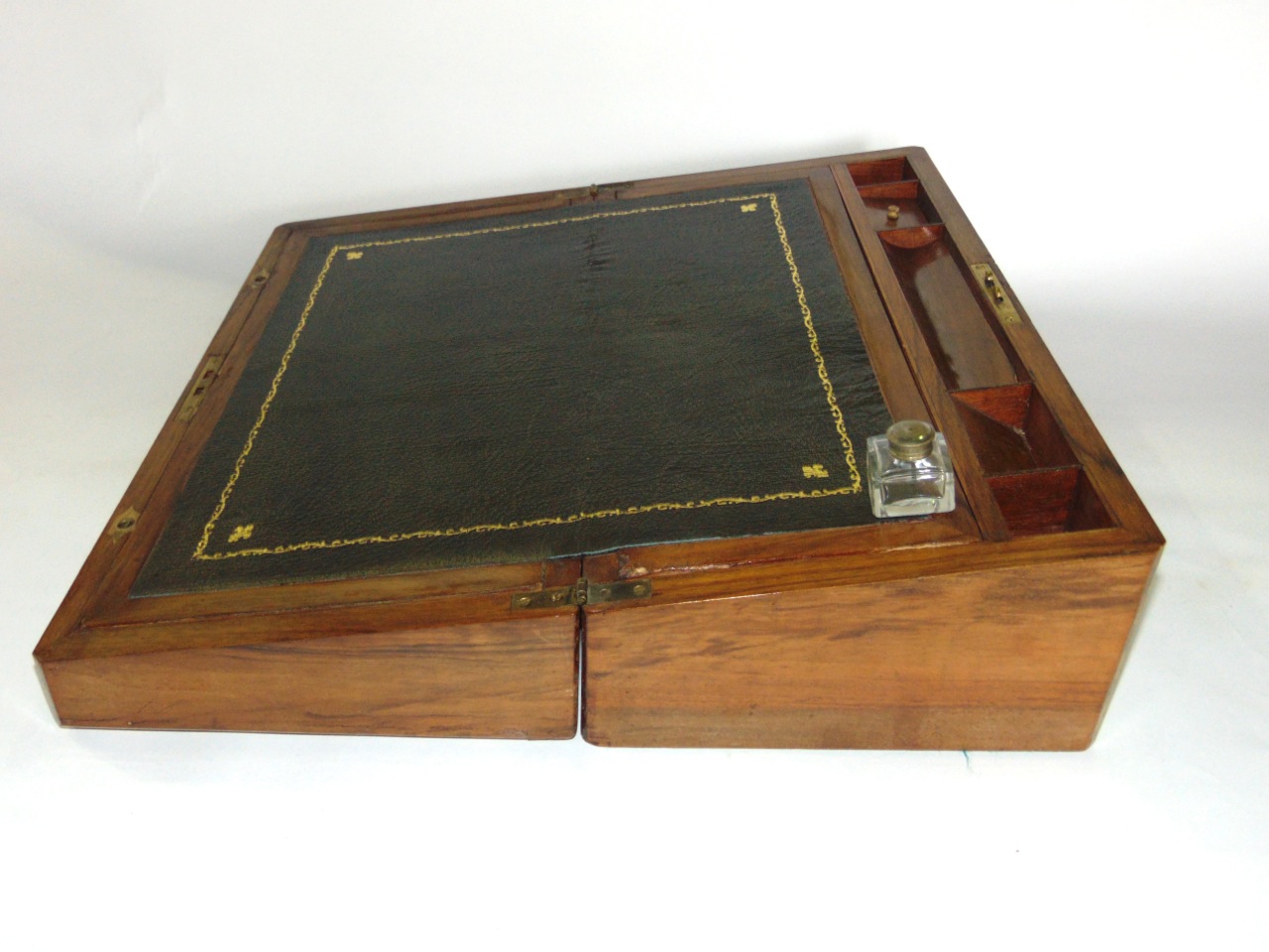A substantial Victorian walnut and straw work marquetry laptop desk with fitted interior - Image 2 of 3