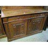 A substantial 19th century pitch pine dresser, probably continental in origin, the recessed upper