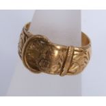 A Victorian 18k gold buckle ring 6g approx, ring size N