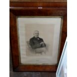 A 19th century black and white engraving, portrait of a seated man, signed to plate and dated London