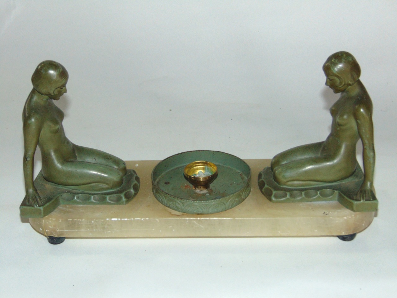 A pair of 19th century style brass lamps adapted for electricity on turned bases, a Victorian - Image 2 of 2