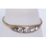 An 18ct gold/platinum five stone diamond ring size S, approx diamond weight 0.30cts