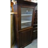 A 19th century mahogany side cupboard, free standing and enclosed by two rectangular panelled doors,