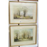A pair of 20th century watercolours by Derek Phillips showing rural landscapes with sheep grazing