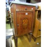 An Art Deco pot cupboard with marble top, the front elevation enclosed by a single drawer and