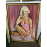 A 20th century oil painting on board by Alexandra G showing Jilly Johnson, signed bottom right