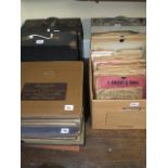 An extensive collection of vintage 78 RPM records, some in black carrying cases, including all types