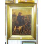 A 19th century oil painting on canvas in the manner of Sir Edwin Landseer showing a sportsman