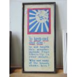 A mid 20th century printed and framed shop poster 'To Keep Cool And Also to Aid Health This