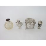 A collection of Victorian and later silver items to include an open work bowl raised on three feet