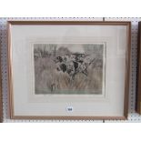 A collection of three signed coloured limited edition etchings by Henry Wilkinson, all of gun dogs
