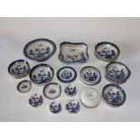 A collection of Booths Real Old Willow pattern blue and white printed wares comprising a comport,