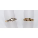 An early 20th century 18ct gold heart ring, set with illusion set single cut diamond, 2.7 g size