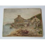 A late 19th century watercolour by Henry John Lyon of a coastal scene including a fisherman with