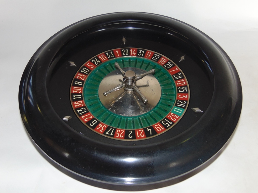 A spinning roulette wheel