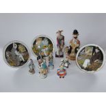 A collection of ceramics relating to clowns including a set of three limited edition plates designed