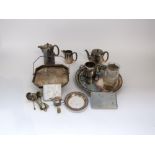 A small quantity of silver plated tea wares to include a four piece service, silver plated basket,