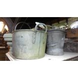 A collection of galvanised ironware including coal scuttle, oval tubs, buckets, etc, together with