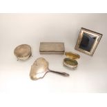 Good collection of silver to include circular engine turned jewellery box, further silver oval