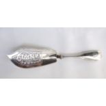 A Victorian silver fish slice with pierced decoration, London 1846, 6 oz approx