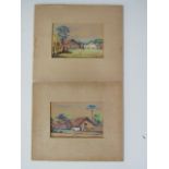 Three 20th century watercolours of Indian subjects including figures with cattle, all signed F B