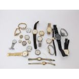 A collection of 20 vintage and modern ladies and gentlemans wristwatches to include a silver