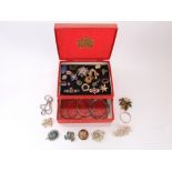 A small collection of costume jewellery to include a Scottish hardstone brooch