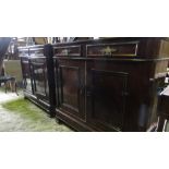 A good pair of 19th century French mahogany side cabinets, each with canted corners, twin drawers