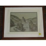 Two early 20th century watercolours of landscapes with castles, both signed P G Needell, one dated