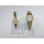 A Rotary 9ct gold ladies evening watch on integrated 9ct gold articulated strap, weight 18g,