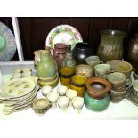 An extensive collection of studio potterywares including a vase and cover with lustre decoration,