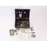 A small collection of sterling slver items to include a bookmark, bangle, albert chain, thimble,