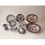 A collection of mainly 19th century ceramics including blue and white floral printed tea wares