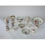 A collection of mainly 19th century German and Austrian ceramics including a leaf shaped dish with