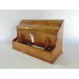 Attractive Victorian burr walnut veneered cushioned stationery box, the hinged lid enclosing a