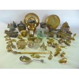 A box containing a collection of various interesting mixed metalware to include Eastern brassware,