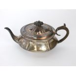 An Edwardian sterling teapot of lobed form, Birmingham 1902, 7 oz approx