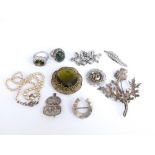 A small collection of sterling silver and unmarked white metal costume jewellery to include a silver