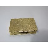 Victorian silver gilt snuff box with engraved with floral sprays, maker George Unite, Birmingham