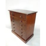 A Victorian stained pine collectors cabinet fitted with six long drawers, 42cm high
