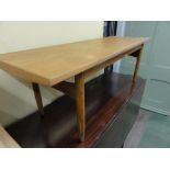 A Danish style teak coffee table, together with a retro side table with drawer