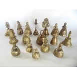 A collection of seventeen cast brass novelty bells