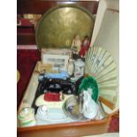 A large mixed miscellaneous lot to include silver plated flatware, oil lamp and shade, various