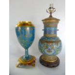 Two cloisonné lamp bases, the tallest 34 inches the other 32 inches (2)