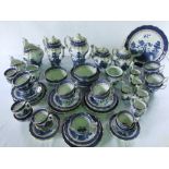 An extensive collection of Booths Real Old Willow pattern blue and white printed tea and coffee