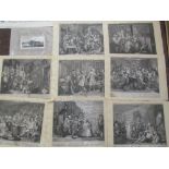 A collection of 9 unframed black and white 18th century engravings after Hogarth from the Rake's