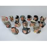 A collection of fifteen Royal Doulton character jugs, The Sailor D6875, The Falconer D6540, Gone