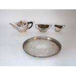 A Regency style silver plated three piece tea service comprising tea pot, milk jug and twin