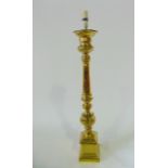 A large ecclesiastical style freestanding cast brass floor lamp, 104 cm high approx.